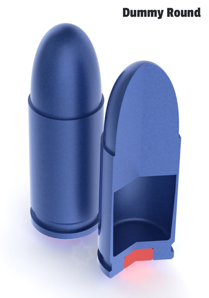 Cutaway view of 9mm dummy round