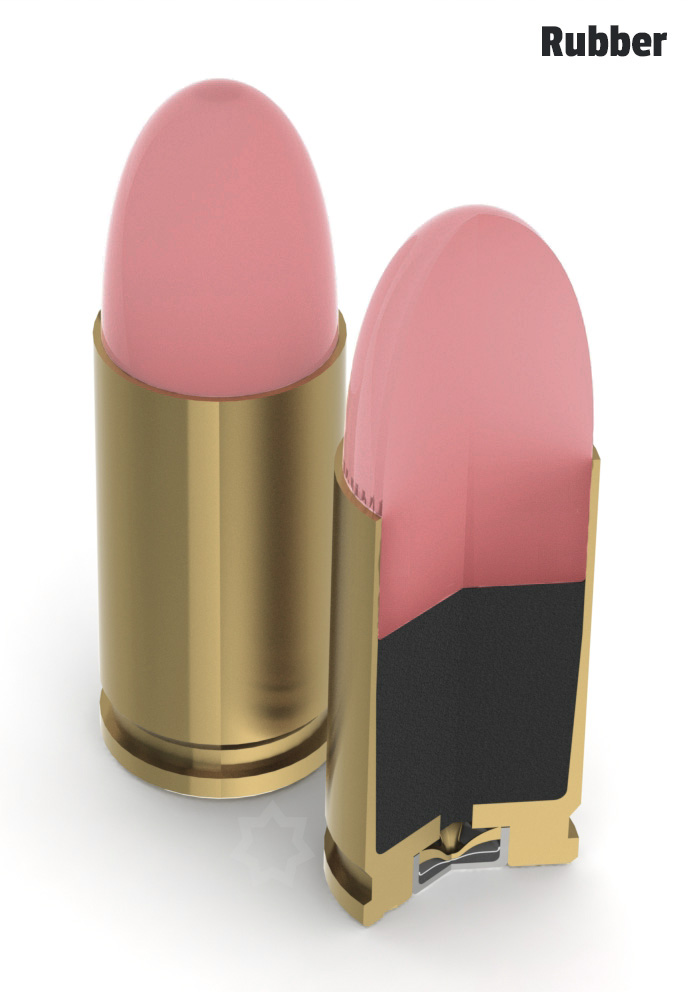 Cutaway view of 9mm rubber ammo